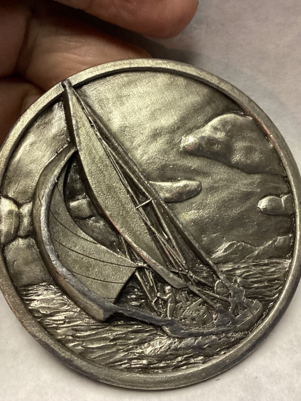 Bergamont belt buckle sailing theme brasswork 1977 made in the USA